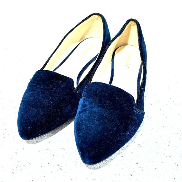 Nine West dark navy blue velvet slip on shoes US 9M smoking slippers casual chic - Picture 2 of 10